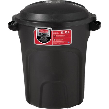 Rubbermaid Roughneck 20 Gal. Black NonWheeled Vented Trash Can with Lid 2179385